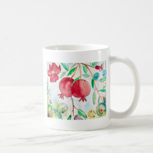 Granatapfel Frucht Wasserfarbe Gesundes Mittelmeer Kaffeetasse