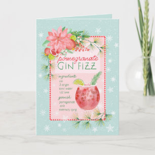 Granatapfel-Gin-Fizz Feiertagskarte