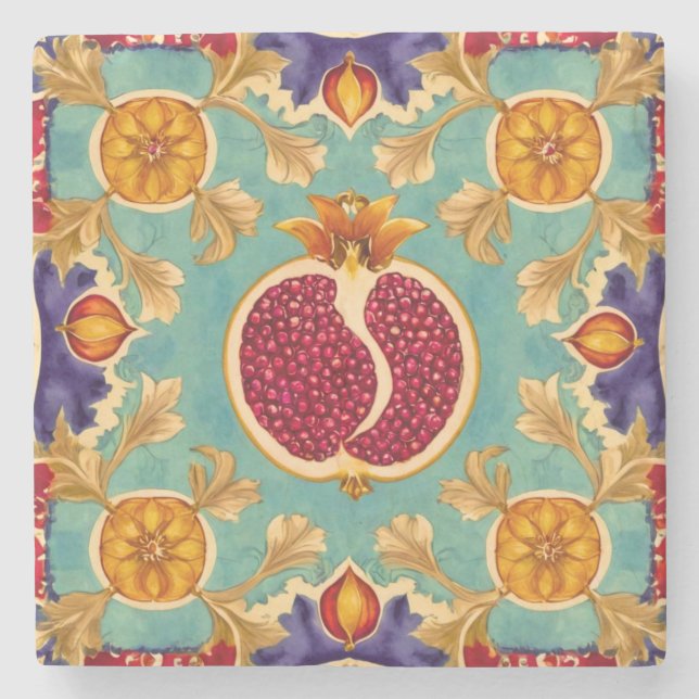 Granatapfel-Liebe Steinuntersetzer (Vorderseite)