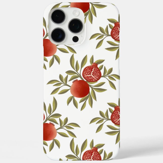Granatapfel-Muster Botanisch iPhone 16 Pro Max  Hülle (Rückseite)