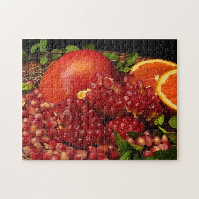 Granatapfel-Orange- und Minzpuzzle (Horizontal)