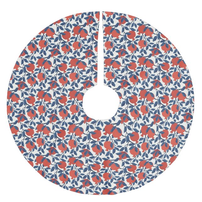 Granatapfel Polyester Weihnachtsbaumdecke (Vorderseite)