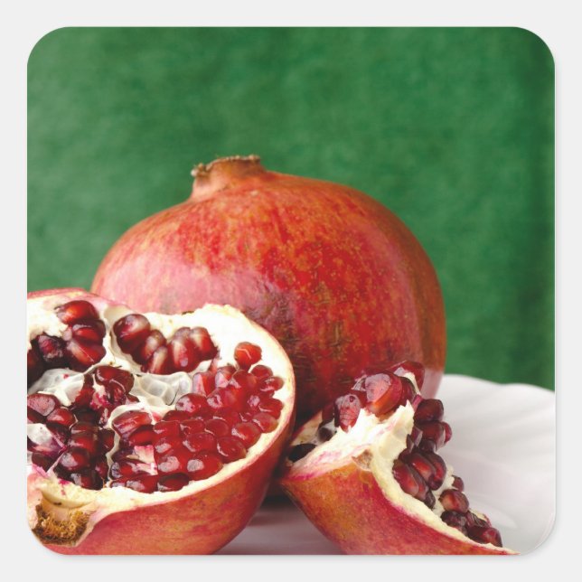 Granatapfel Quadratischer Aufkleber (Vorderseite)