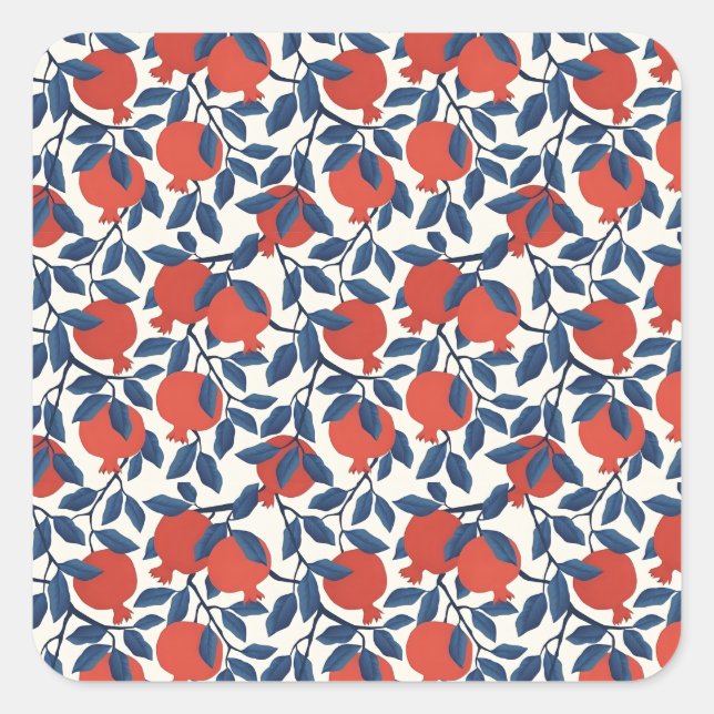 Granatapfel Quadratischer Aufkleber (Vorderseite)