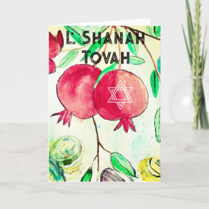 Granatapfel Rosh Hashanah Frucht Shana Tova Feiertagskarte