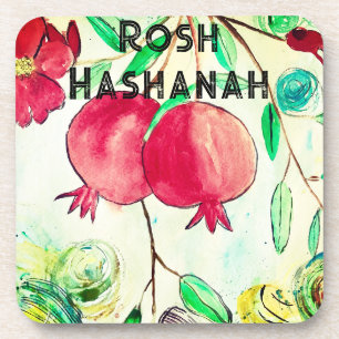 Granatapfel Rosh Hashanah Frucht Shana Tova Getränkeuntersetzer