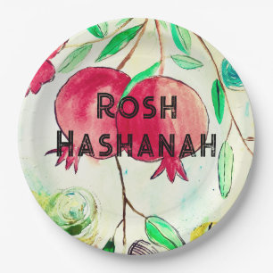 Granatapfel Rosh Hashanah Frucht Shana Tova Pappteller