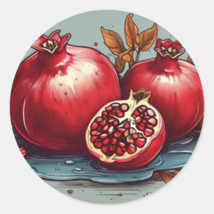 Granatäpfel Runder Aufkleber