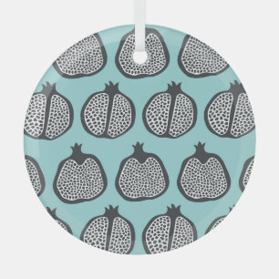 Granatapfel-Scheiben: Schwarzes Aqua-Muster. Ornament Aus Glas