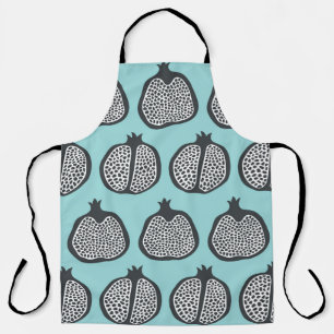 Granatapfel-Scheiben: Schwarzes Aqua-Muster. Schürze
