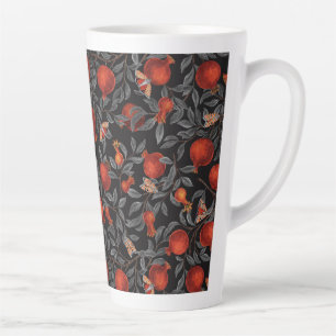 Granatäpfel und Bella-Motten in Rot und Grau Milchtasse
