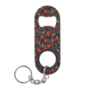 Granatäpfel und Bella-Motten in Rot und Grau Mini Flaschenöffner