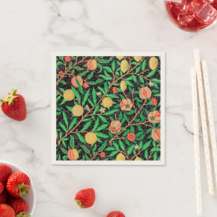 Granatäpfel und Blume an Zweigstellen Serviette