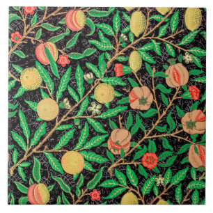 Granatapfel und Blumen auf Zweigen Fliese