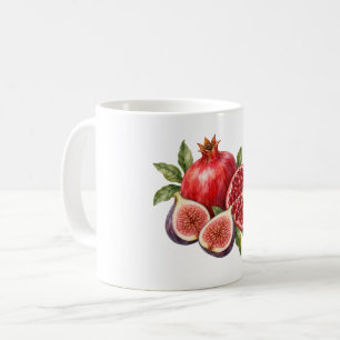 Granatapfel- und Feigenhälften Kaffeetasse