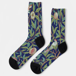 Granatapfel und kleiner Vogel, William Morris Socken