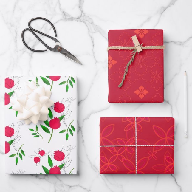 Granatäpfel und Koordinierungsprinzipien Geschenkpapier Set (Vorderseite)