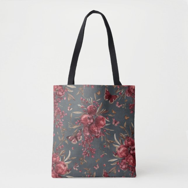Granatapfel- und Oliven-Botanik-Tasche Tasche (Vorderseite)