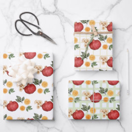 Granatapfel und Orangenscheiben Geschenkpapier Set