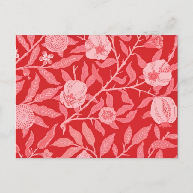 Granatapfel Vintag in Weihnachtsrot Postkarte (Vorderseite)