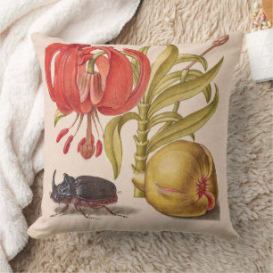Granatapfelblüte, Frucht und Nashornkäfer Kissen