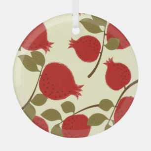Granatapfelfrüchte: Cartoon Gelber Hintergrund Ornament Aus Glas