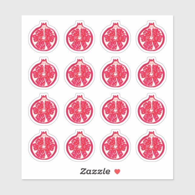 Granatapfelsticker Aufkleber (Blatt)