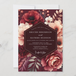 Granatrote Florale Hochzeit Einladung