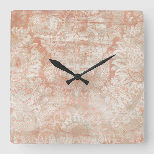 Granats-Einschlagfaden Quadratische Wanduhr (Vorderseite)