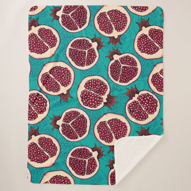 Granatscheiben auf Türkis Sherpadecke (Vorderseite)