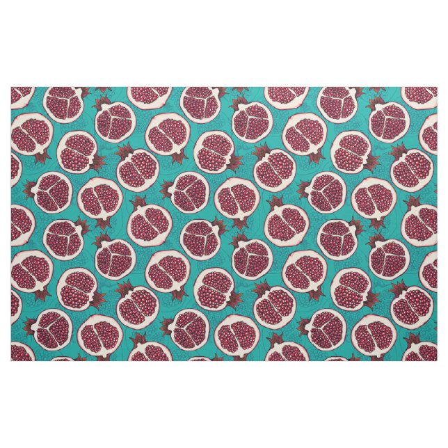 Granatscheiben auf Türkis Stoff (Fat Quarter (45,7 x 55,9 cm))