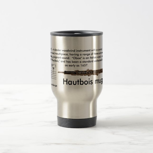 Grand (15 onces.) Tasse de hautbois de voyage avec (Centre)