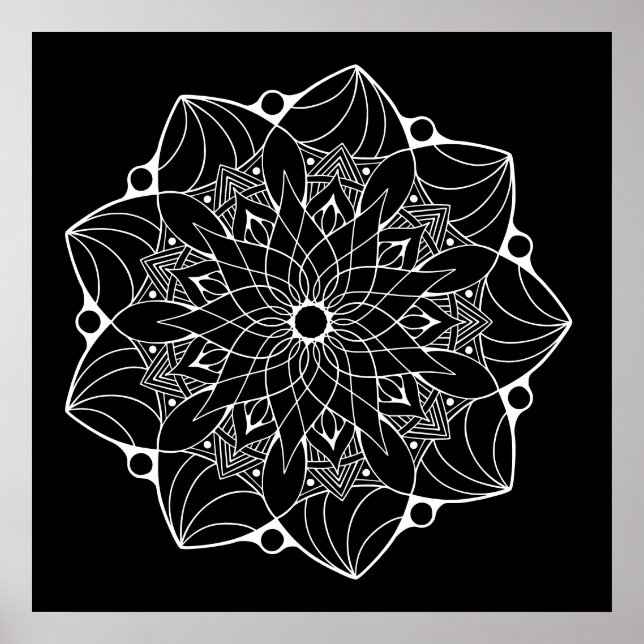 Grand affiche Mandala avec Arrière - plan noir (Devant)