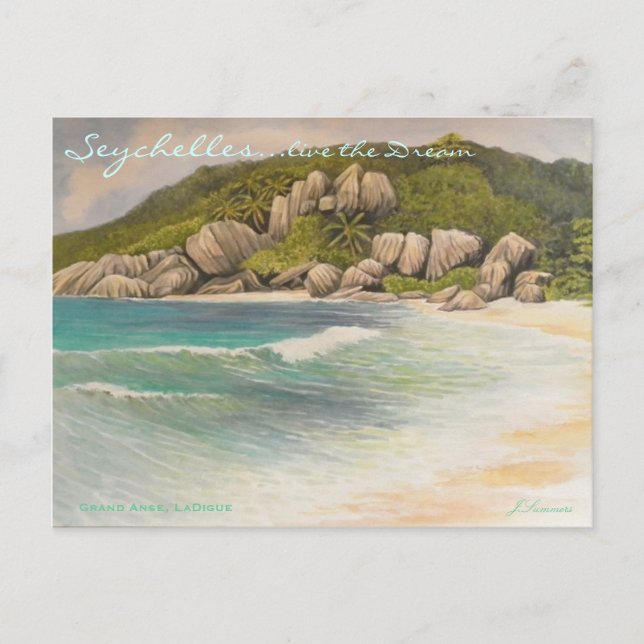Grand Anse, LaDigue Postkarte (Vorderseite)