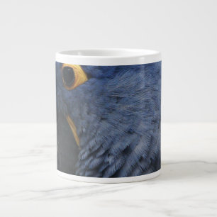Grand ara bleu sur la grande tasse de café