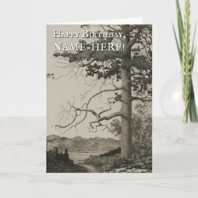 Grand arbre, carte d'anniversaire du paysage natur (Devant)