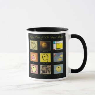 grand artiste visage joyeux tasse
