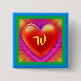 Grand Badge Carré monogramme discothèque néon coeu