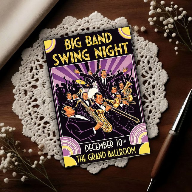 Grand Ballroom Big Band Swing Night Vintage Postkarte (Von Creator hochgeladen)