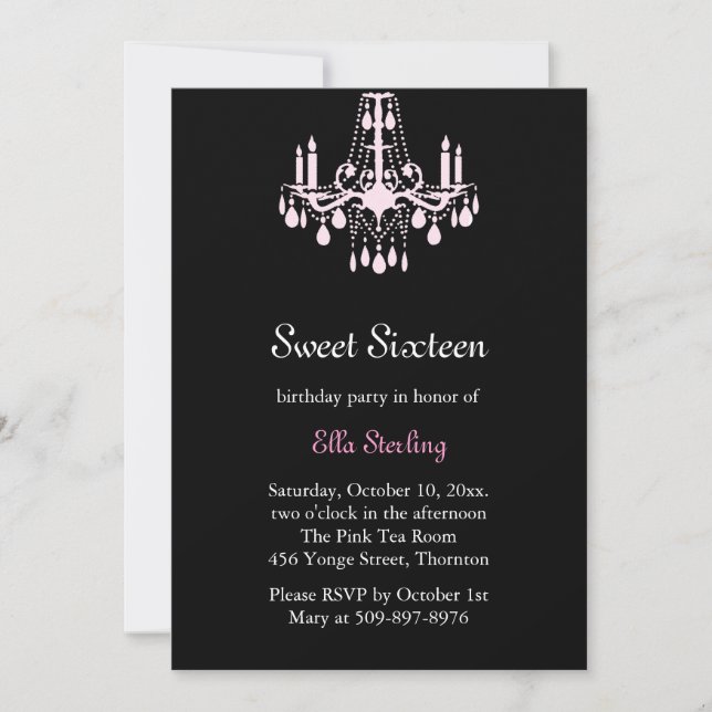 Grand Ballroom Birthday Invitation (schwarz) Einladung (Vorderseite)