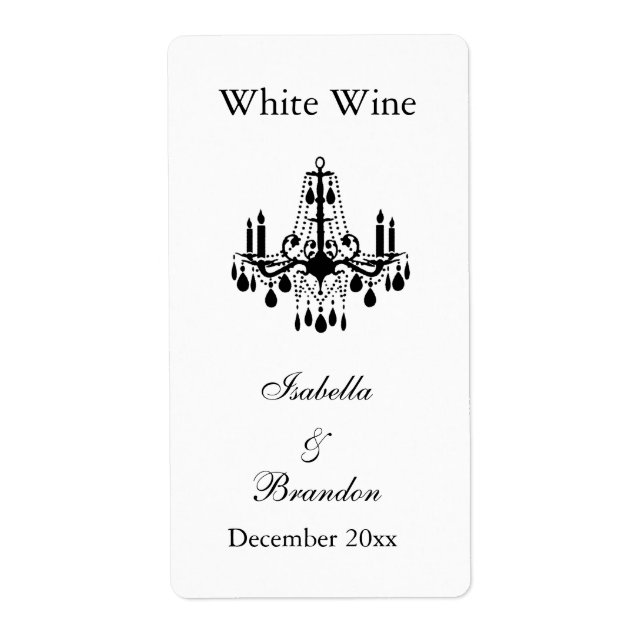 Grand Ballroom Wedding Wine Label (weiß) (Vorne)