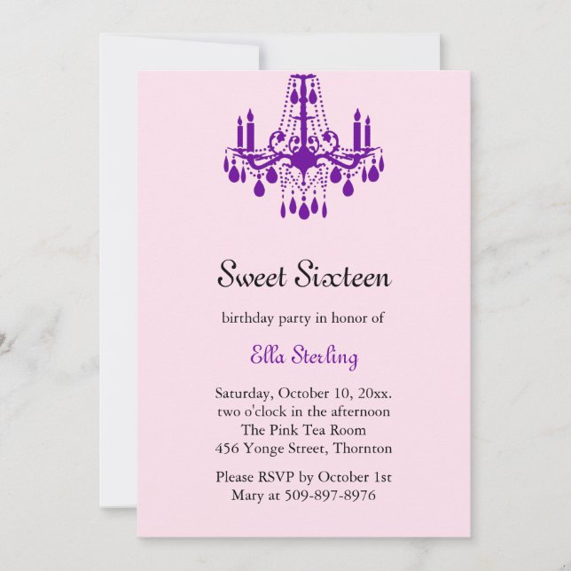 Grand Ballroom zum Geburtstag Einladung (lila) (Vorderseite)
