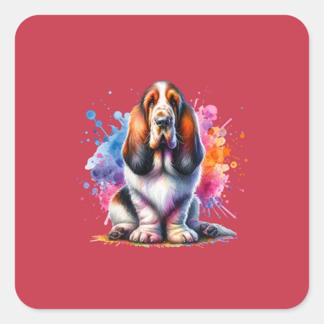 Grand Basset Griffon Vendeen Dog Quadratischer Aufkleber (Vorderseite)