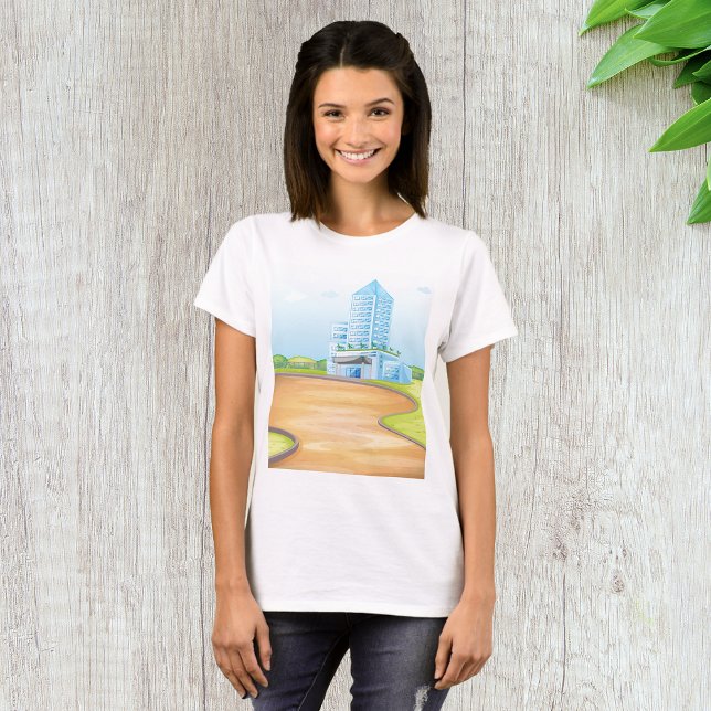 Grand Bâtiment Bleu T-shirt Femme (Créateur téléchargé)