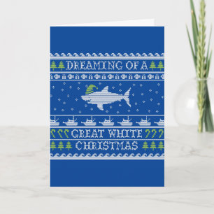 Grand Blanc Noël Funny Doux moche Carte Bleue