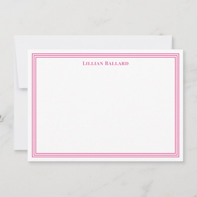 Grand Border Bright Pink Note Card Mitteilungskarte (Vorderseite)