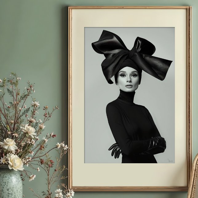 Grand Bow: Monochrome Haute Couture Portrait Poster (Von Creator hochgeladen)