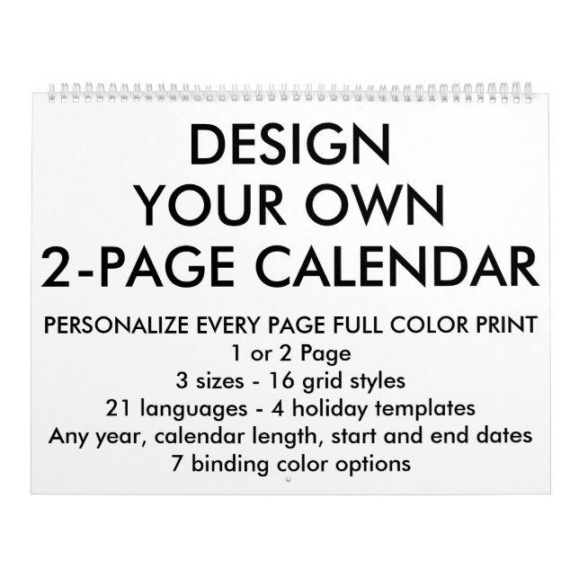Grand calendrier 2-Page personnalisé par coutume (Protection)
