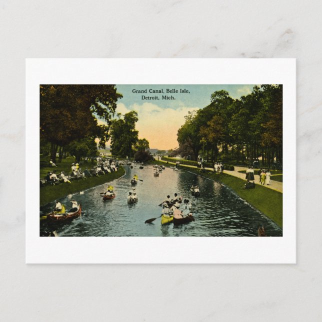 Grand Canal Belle Isle, Detroit, Michigan Postkarte (Vorderseite)