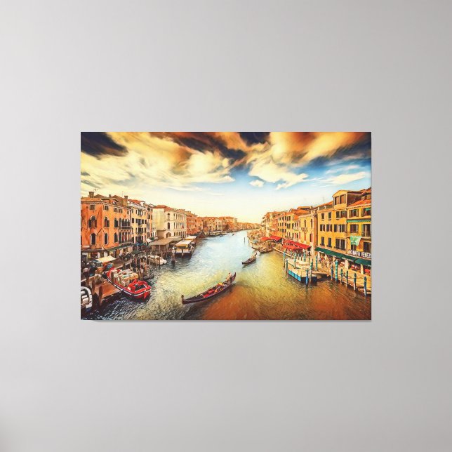 Grand canal de Venise avec gondolas Toile Imprimer (Recto)